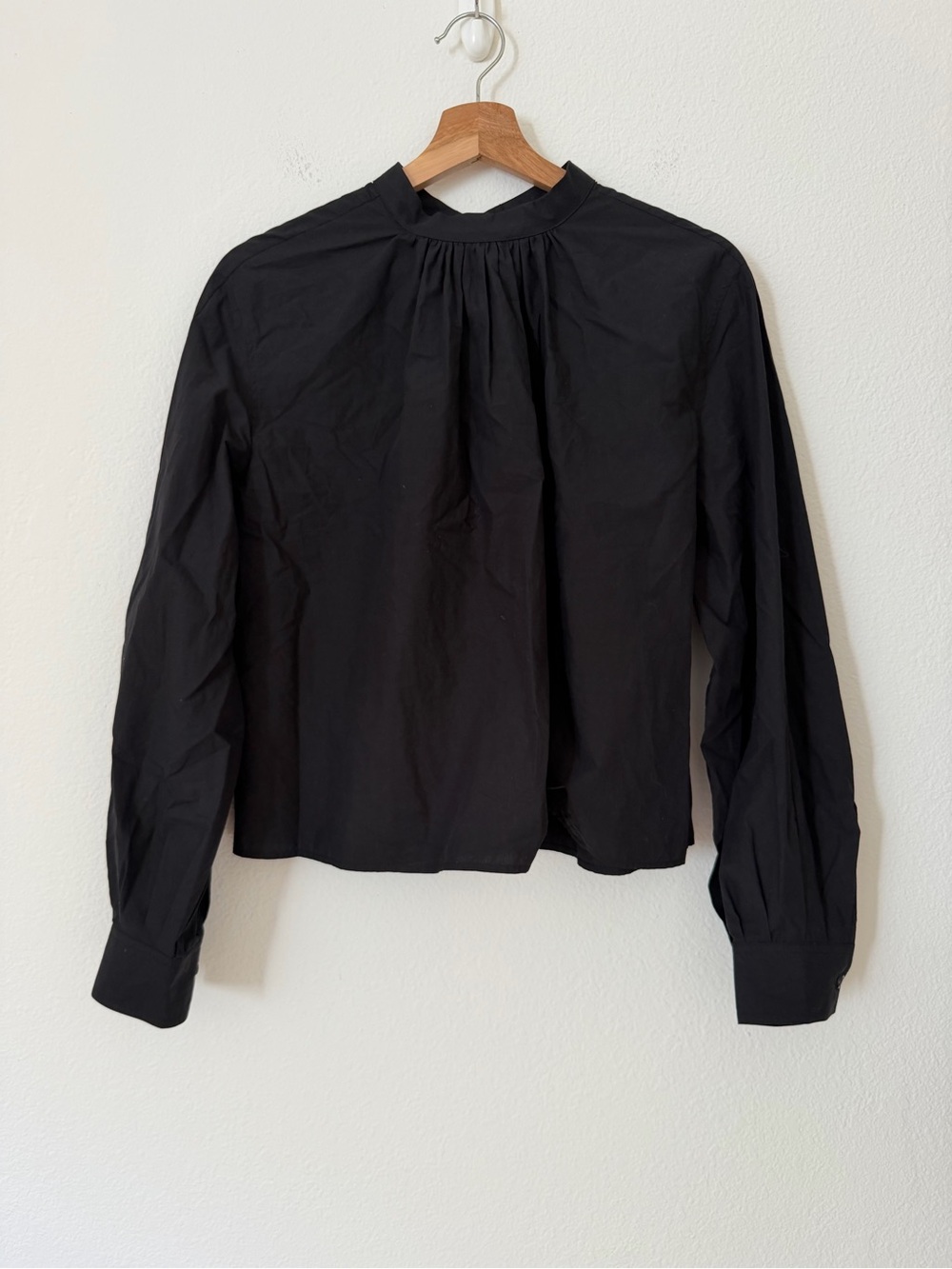 COS Poplin Cotton Long Sleeve Blouse Shirt Top Size 2 Quiet Luxury Minimalist